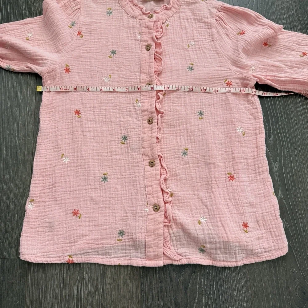 Boden Double Cloth Pink Floral‎ Embroidered Girl Long Sleeve Blouse 11-12Y Boho